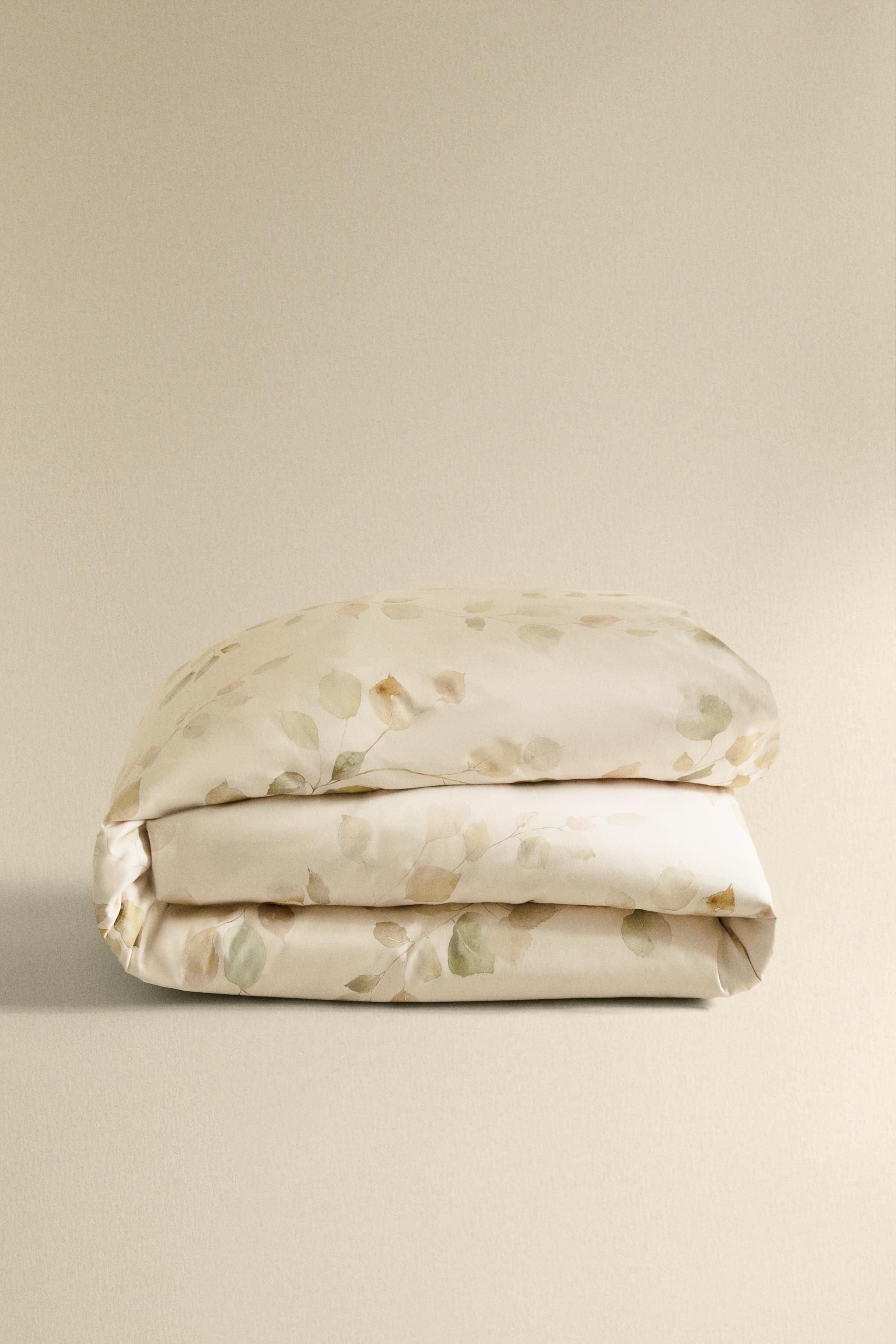 SATEEN DUVET COVER WITH LEAF PRINT